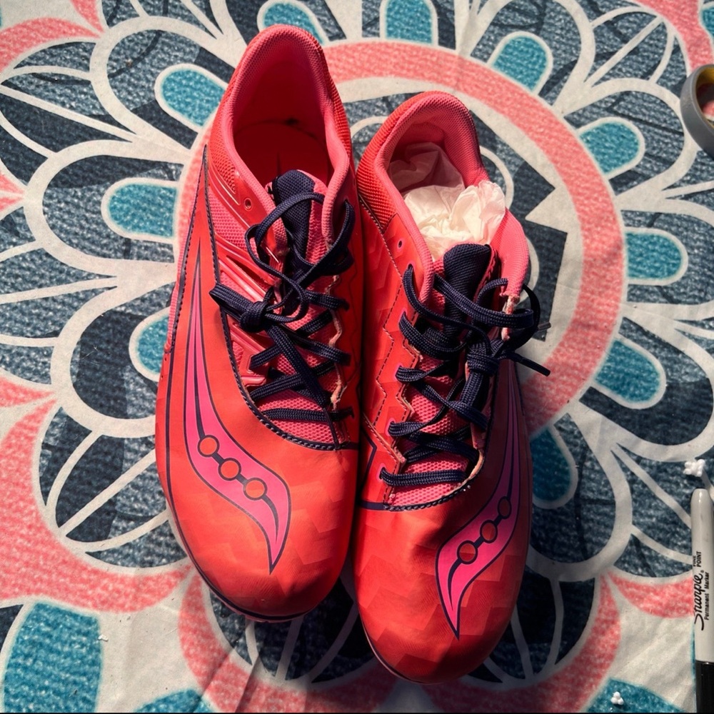 Saucony Women's Pink-Purple Spitfire 4 Track Soccer Shoes S19034-1 Size 10US